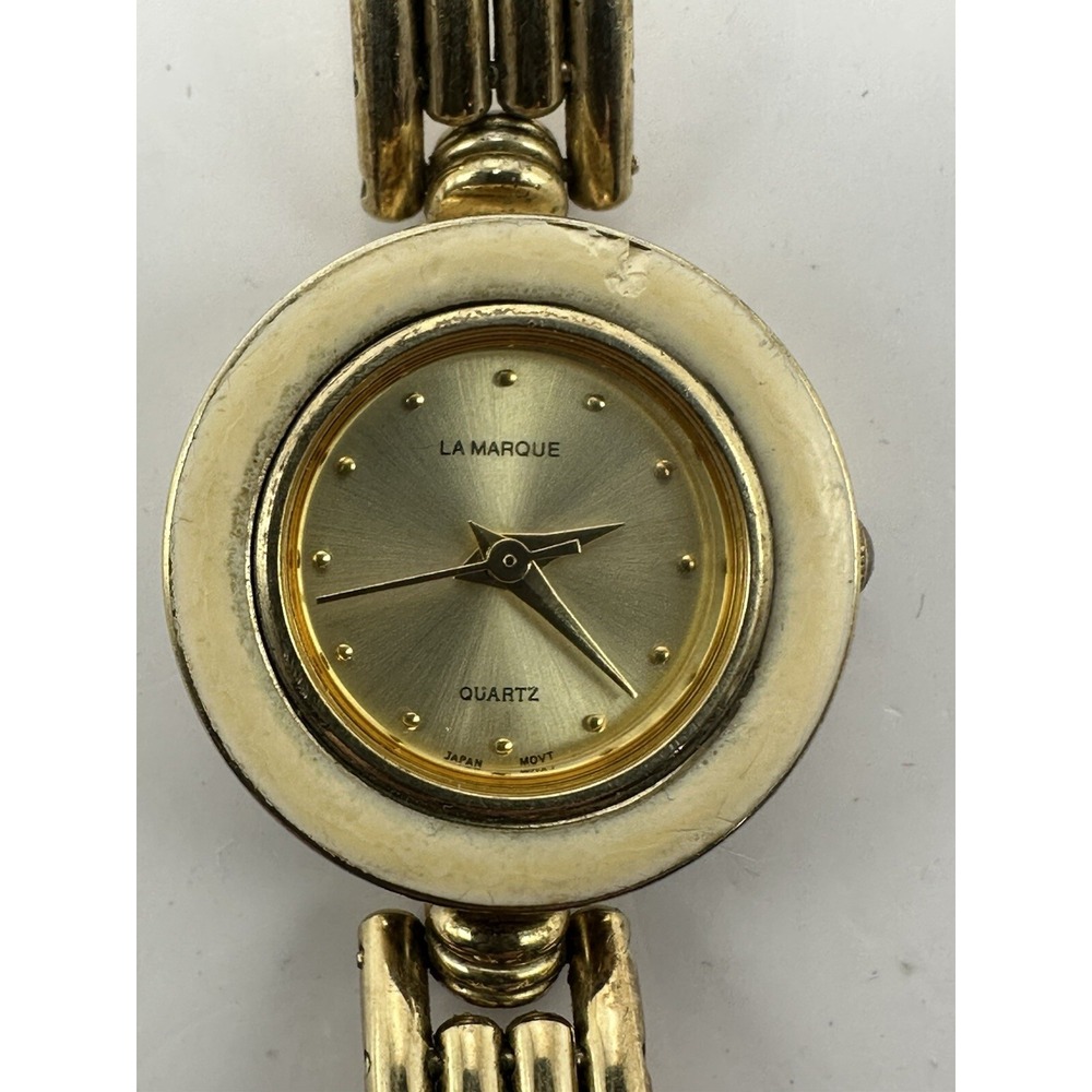 La Marque 9092 Ladies Watch New Battery 24MM 6.75" Gold‎ Tone A77